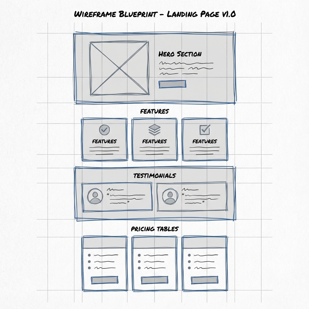 Screenshot of the initial skeletal landing page generation