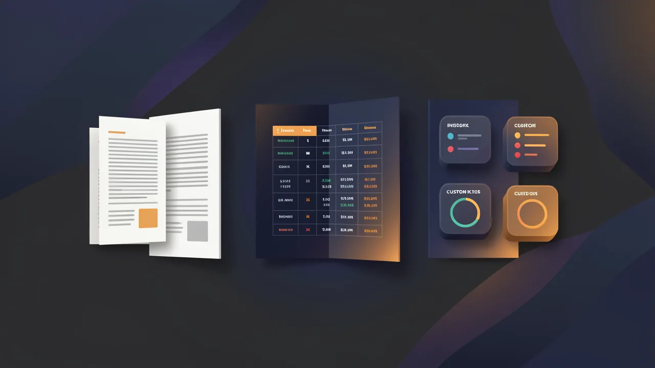Documents, data grid, and app blocks compared