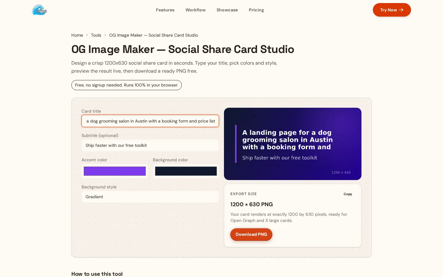 OG Image Maker rendering a live social sharing card