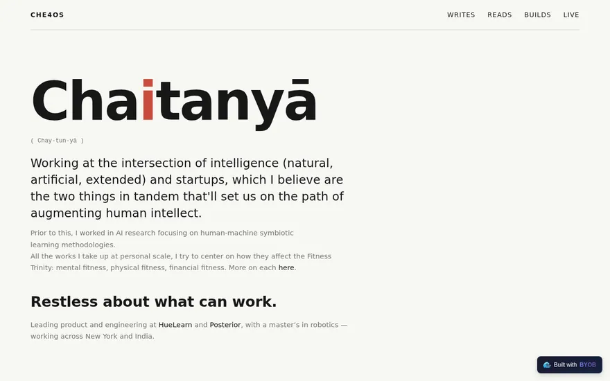 CHE4OS personal homepage built with BYOB